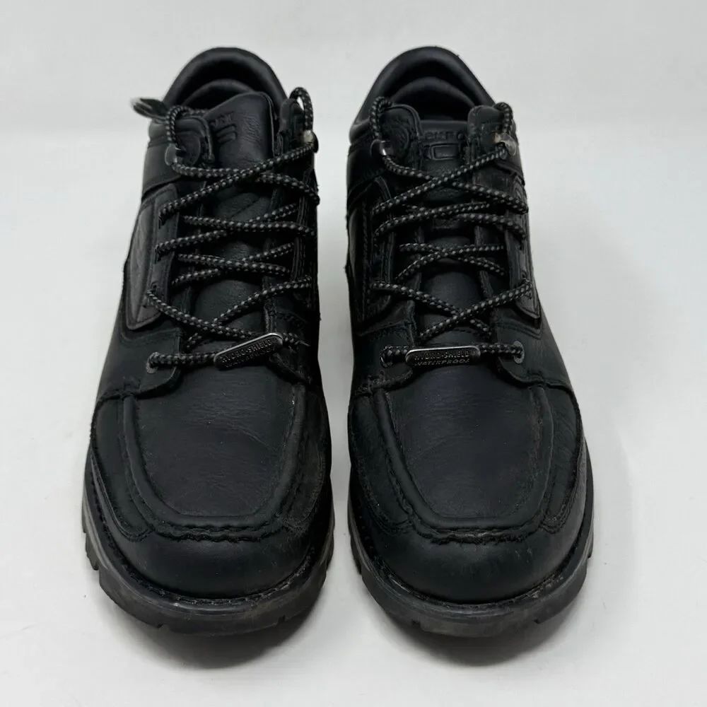 Rockport XCS Waterproof Chukka Boots Mens 8 W Wide Black Leather Preppy Gorpcore